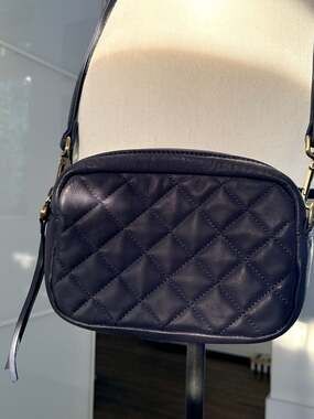 HOBO Gadget Quilted Navy Leather Crossbody Camera Bag